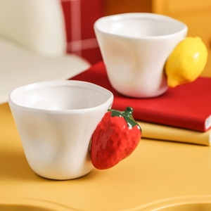 Lelyi tasse en céramique peinte à la main mignon amusant motif fraise citron écologique 300ml pour petit déjeuner lait tasse à café accessoires - Product Image 4
