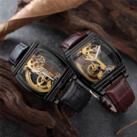 Shenhua Reloj 30 Transparente Royal Fashion Wasserdichte automatische mechanische Uhr Leder Skelett Tour billion Leuchtende Uhr