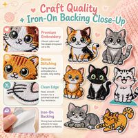Kitty Cat Bestickte Weiße Calico-Tuxedo-Aufnäher mit Ingwerfarbenem Tabby-Katzenmotiv, die die Zunge ausstrecken und miauen – zum Aufbügeln oder Annähen
