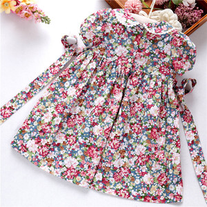 OEM-<span class=keywords><strong>Vestidos</strong></span> abombados para niñas pequeñas, <span class=keywords><strong>vestidos</strong></span> florales de flores hechos a mano de satén de algodón, ropa para niños ahumados al por mayor - Product Image 2
