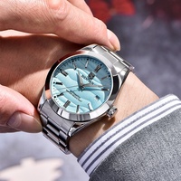 Jam Tangan Mekanik Pria BENYAR Binya Baru Sederhana Bergaya Dial 40mm Tampilan Tanggal Jarum Bercahaya Baja Tahan Karat Tahan Air 50m
