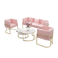 Ensemble de salle à manger moderne, luxueux, commercial, rose, bon marché, métal, café, restaurant, lounge, bar, meubles, banquettes, canapés, chaises, tables