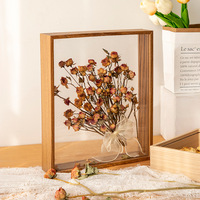 Marco de Fotos Decorativo de Vidrio de Doble Cara con Soporte de Exhibición 3D Hueco para Flores Secas de 3-5 cm