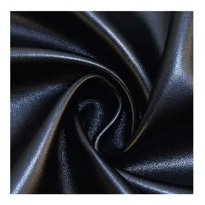 Resistente a la abrasión negro Nappa tejido 0,5mm PU vegano Artificial Faux tela de cuero sintético para productos de cuero asientos de coche