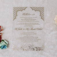Belle carte d'invitation en acrylique bronzant brun élégant avec des sceaux de cire ligne d'or fleurs séchées pour mariage personnalisé