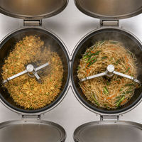 Machine à frire à gaz double tête avec rouleaux, cuisinière wok automatique en acier inoxydable, équipement de cuisson professionnel pour restaurant