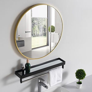 <span class=keywords><strong>Espejo</strong></span> de Maquillaje Decorativo <span class=keywords><strong>Dorado</strong></span> Moderno para Baño, <span class=keywords><strong>Redondo</strong></span>, de Aleación de Aluminio, Montado en la Pared, con Estante de Almacenamiento - Product Image 1