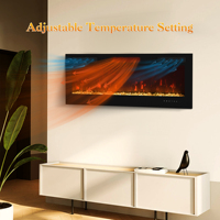 Cheminée électrique de 50 pouces à encastrer avec éclairage LED, insert mural, flamme décorative réglable, minuterie, chauffage d'appoint