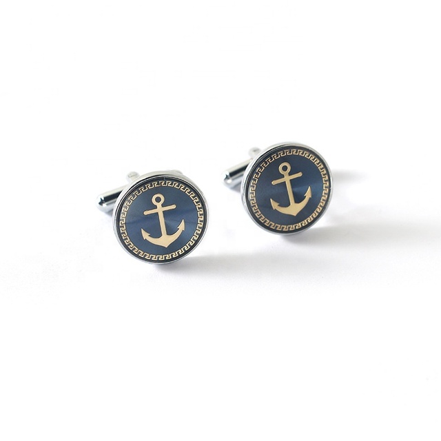 Hot Sales New Boutique Enamel Boat Anchor Cuff Links in Stock Men's French Shirt Button Cuff Nails Wholesale Price Cuff Links