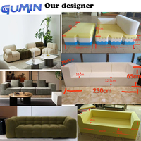 Sofá Seccional Modular Color Camel, Sofás de Corduroy Tipo Nube para Sala de Estar, Sofás Seccionales Modernos Tipo Nube para Dormitorio, Apartamento