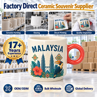 Tasse à café en céramique souvenir d'Asie et de Malaisie, impression des tours jumelles de Kuala Lumpur, design personnalisé, OEM, ODM, vente en gros