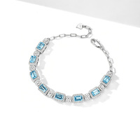 Bracelet en argent sterling plaqué topaze pierre naturelle CZ minimaliste de luxe S925 pour femmes