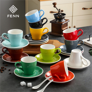 FENN Logo personnalisé tasse à thé en céramique et soucoupe ensemble porcelaine Macchiato Cappuccino Expresso café Latte tasse soucoupe Service café - Product Image 5