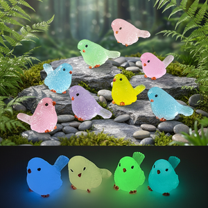 Mini-oiseaux lumineux en résine, figurines d'animaux miniatures, artisanat en résine, ornements pour sac mystère porte-bonheur, jouet pour enfant - Product Image 2