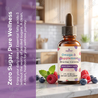 Aeglewell OEM Gouttes Liquides d'Oméga 3 60mL Oméga-3 EPA DHA Sans Sucre Soutien Cœur Cerveau Yeux Peau Supplément Facile à Administer en Gouttes Liquides