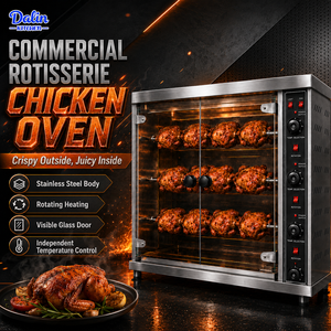 Horno Asador de Pollos Comercial de Sobremesa, Máquina <span class=keywords><strong>Eléctrica</strong></span> Giratoria para Asar, <span class=keywords><strong>Parrilla</strong></span> Automática de Acero Inoxidable con Doble Puerta - Product Image 1