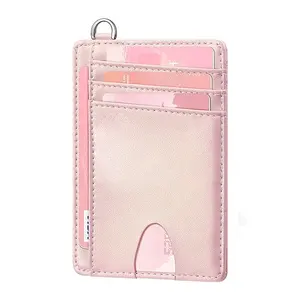 Card holder high quality custom logo rfid credit slim colorful pu for promotional gifts card holder