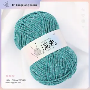 Hilo Acrílico Hueco Plateado con Luz Cálida, Hilo Mezclado para Tejer a Mano, Bolso de Ganchillo DIY, Sombrero, Versión Luminosa, Bola de Hilo, China - Product Image 6