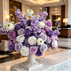 Ornement de table floral artificiel fait main de haute qualité en forme de boule de fleurs violettes pour mariage, vente en gros - Product Image 5