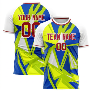 Camiseta de Fútbol Sublimada Personalizada OEM, Unisex, Manga Corta, Estampado Geométrico, Secado Rápido, Cuello Redondo de Poliéster, Ropa Deportiva para Adultos - Product Image 1