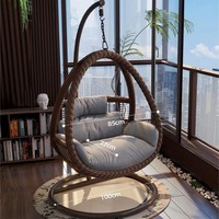 Fauteuil suspendu en rotin pour intérieur/extérieur, balançoire à bascule, design contemporain, coussin imperméable pour chambre, cour et salon