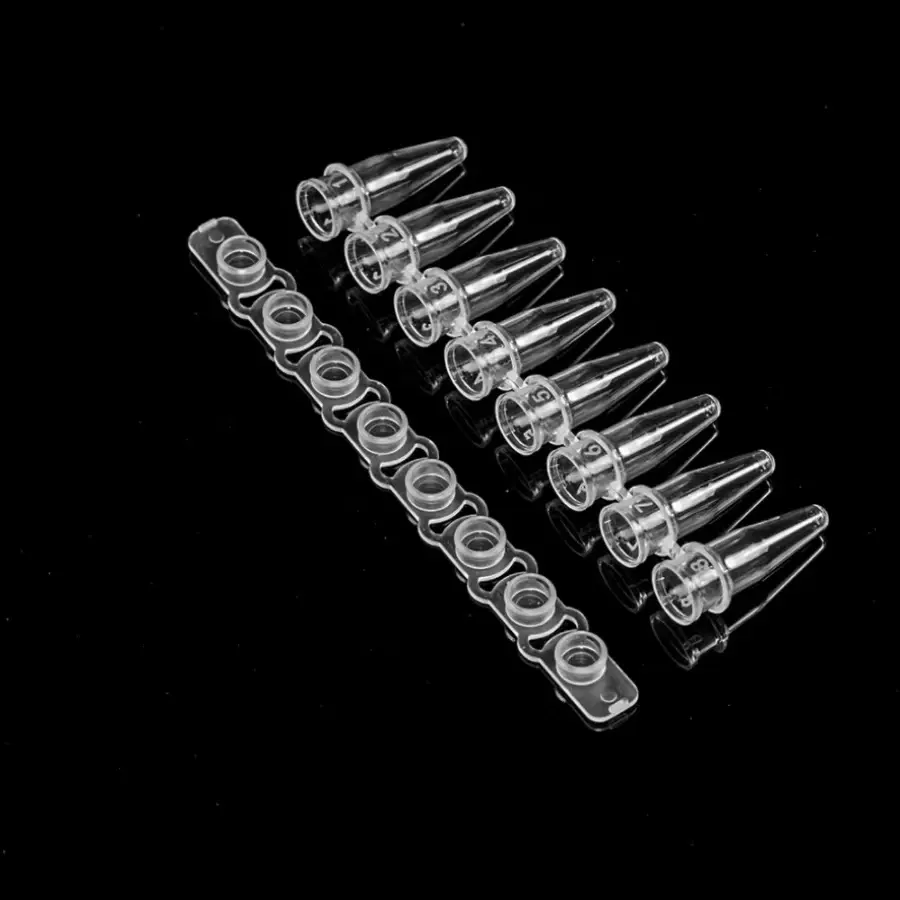 Laboratory Supplies Hight Quality 0.1ml 0.2ml 8-strip PCR Tube With Optical Qpcr Cap Lab Optical Micro 8 Strips PCR Tube