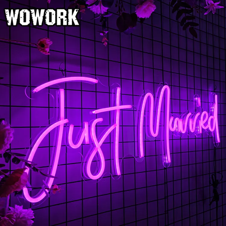 2023 WOWORK ติดผนัง Custom โฆษณาขายส่ง Happy วันเกิด Just Married ป้ายนีออนสำหรับกิจกรรมตกแต่ง