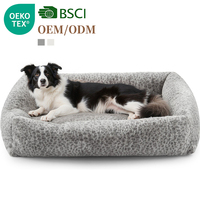 Nouveauté Lit pour chien de luxe écologique en fourrure de lapin imprimé léopard Lits pour animaux de compagnie personnalisés Lavables Lit pour chien tendance