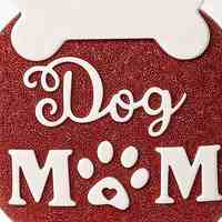 Ornement de Noël pour Parents d'Animaux de Compagnie, Disque Rond en Résine avec Empreinte de Patte et Os, Paillettes Rouges et Dorées, Cordon de Suspension, Décoration Murale, Cadeau pour Maman et Papa de Chien