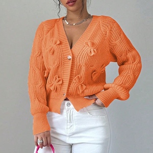 Suéter de Punto para Mujer, Nuevo Modelo Otoño/Invierno, Color Sólido, Manga Larga, con Lazo, Estilo Cardigan - Product Image 4