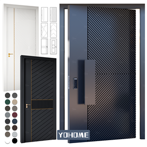 Porte d'entrée en aluminium avec finition bois standard USA, porte d'entrée Florida avec cadre, porte extérieure à rupture de pont thermique, porte d'entrée de luxe pour maison - Product Image 4