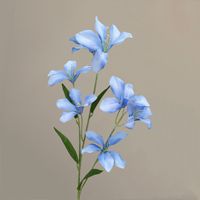 Bunga Anggrek Mawar Sutra Biru Real Touch Artificial untuk Pernikahan, Phalaenopsis Lily Centerpiece Injection Molding Grosir