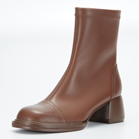 Luxe fait à la main en cuir de veau femmes Chelsea botte talon épais bottine en cuir véritable mode plate-forme sans lacet côté été