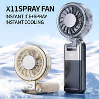 Tragbarer Nebelventilator mit Eisspray, Dual 18650 Lithium-Akku, LED-Anzeige, Handventilator, Nackenventilator, Tischventilator, Hersteller und Lieferant