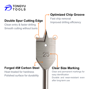 <span class=keywords><strong>6Pcs</strong></span> Phẳng Gỗ Spade Khoan Bit Thiết Lập 10-25Mm, 1/4 "Hex Shank Mái Chèo Bit Lỗ Cắt Cho Mịn Chính Xác Chế Biến Gỗ Khoan - Product Image 3