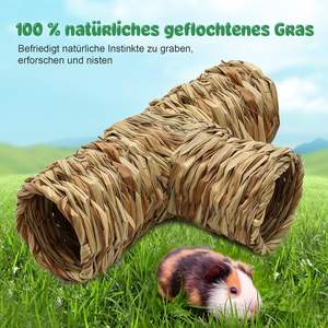 Hamster Cuddle Tunnel Naturel Séché Tissé Herbe Cachette pour Petits Animaux Cochon d'Inde Furet Chinchilla Hérisson - Product Image 3