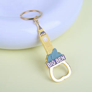 Fait sur mesure Vintage Cartoon Big Ben Bâtiment Émail Touristique Souvenir Bière Décapsuleur Porte-clés Métal - Product Image 6