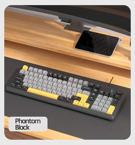 Teclado de Computadora con Cable de 98 Teclas, Retroiluminación RGB, <span class=keywords><strong>Membrana</strong></span>, con Perilla de Volumen, Ergonómico y Personalizable para Oficina y PC - Product Image 2