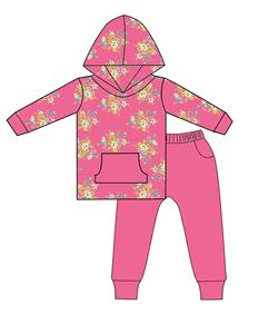 Qingli Oem Factory Price Custom Floral Printed Children Bamboo Long Sleeve Hoodies Set Jogger Tracksuit - Product Image 6