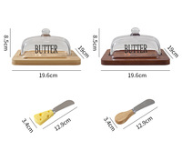 Plateau à beurre en bambou avec couvercle, planche à découper et récipient en bambou durable pour beurre de style côte ouest/east coast