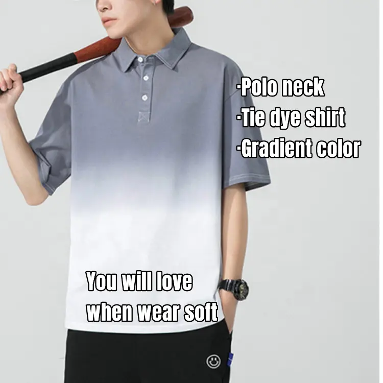 Luluxixiyaya New Summer Half Button Up Tie Dye Design Vintage Gradient Color Cotton Men Top Men's Polo Shirts