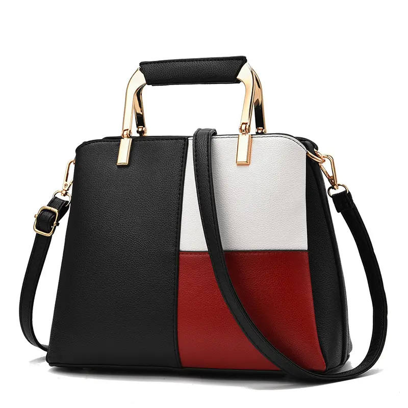 Western Handbags Mix Color PU Women Shopping Big Tote Handbag Casual Customized Lady Hand Bag