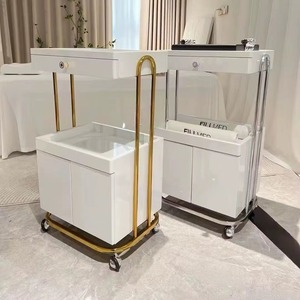 Chariot de beauté multifonctionnel en ABS blanc et rose pour salon de beauté et spa - Product Image 2