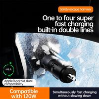 Pengisi Daya Cepat Mobil Chip Dual Core Pengisian Daya Suhu Rendah Kabel Dapat Ditarik 4 Port Output Kepala Lipat Pengisi Daya Ponsel Mobil