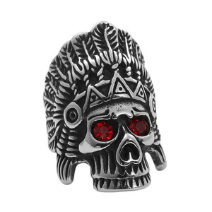 <b>Skull</b> <b>Ring</b> Red Eye Titanium Steel Men's Punk Style Geometric Skeleton Design Gift Jewelry 24039 - Product Image 5