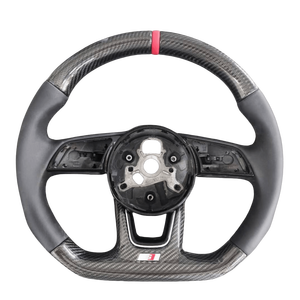 Volante Deportivo de Cuero y Fibra de Carbono para <span class=keywords><strong>Audi</strong></span> A3/A4/A5/A6/<span class=keywords><strong>A7</strong></span>/A8/S3/S5/S6/S7/RS3/RS4/RS5/RS6/RS7/TT/TTRS (<span class=keywords><strong>2018</strong></span>-2019) LED - Product Image 1