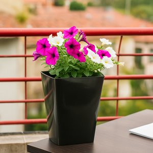 กระถางต้นไม้พลาสติกทรงสี่เหลี่ยมสูง สีดำ/แดงลายหิน ทนทานและน้ำหนักเบา เป็นตัวเลือกอันดับต้นๆ สำหรับตกแต่งด้วยต้นไม้/ดอกไม้ - Product Image 6