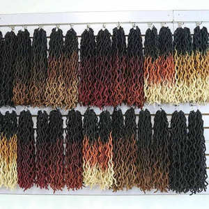 Cabello suave de ganchillo de 22 pulgadas Pre Looped 6 paquetes Faux Locs Trenzas de ganchillo Curly Ondulado Diosa Locs para cabello de mariposa Locs - Product Image 1