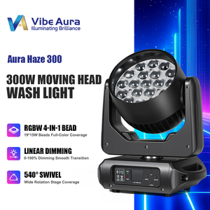 Projecteur de scène LED à tête mobile RGBW 4-en-1 DMX512 19x15W 300W 16/24 canaux avec stroboscope réglable et gradation 0-100% pour parcs à thème - Product Image 2