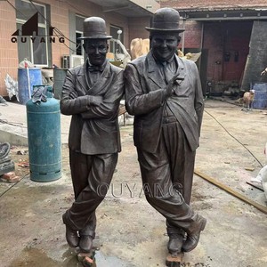 Tượng điêu khắc đồng thau trang trí ngoài trời Quyang, kích thước người thật, diễn viên hài nổi tiếng Laurel và Hardy bằng đồng - Product Image 2